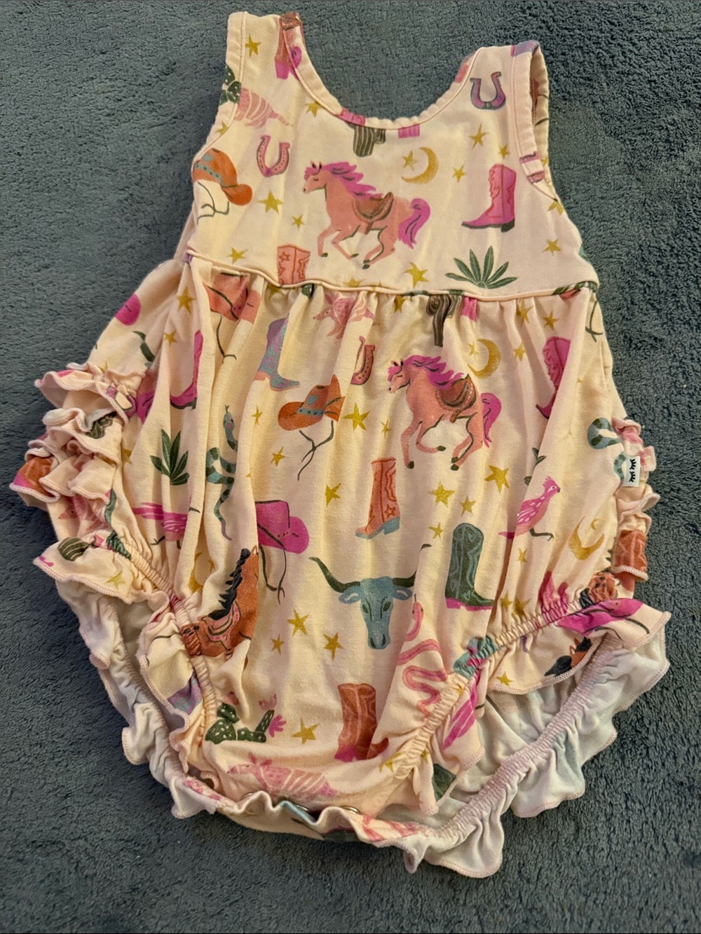 Little Sleepies Pink Western Horse Print One-Piece Bodysuit